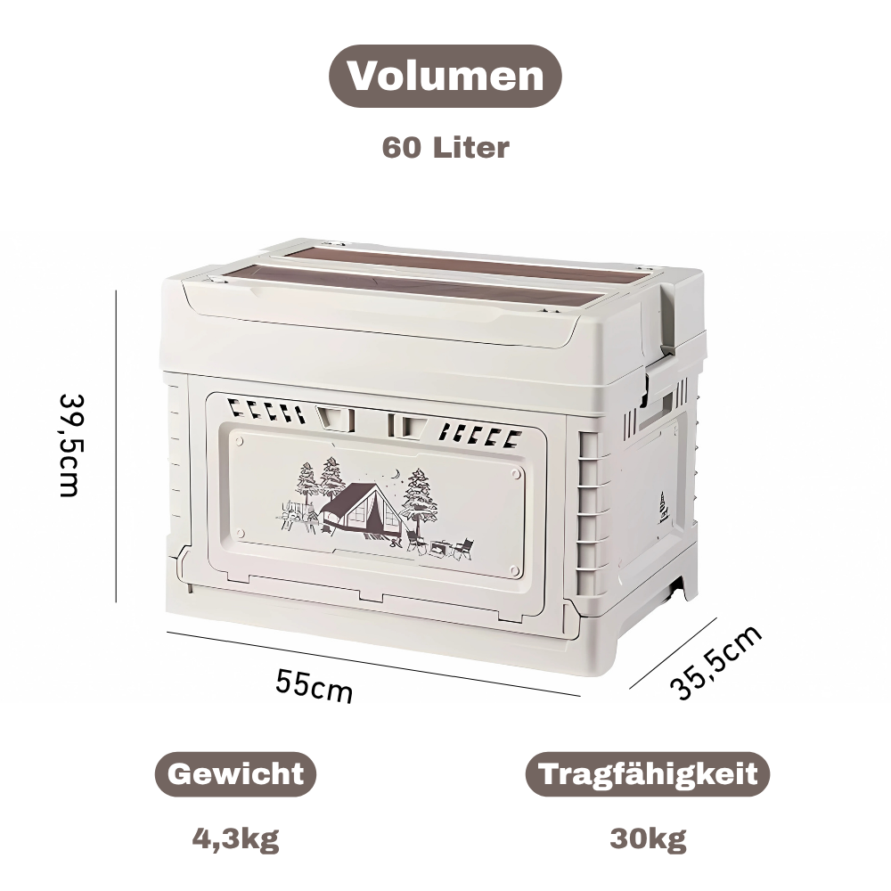 Faltbare Campingbox mit Tischfunktion – Robuste 2-in-1 Lösung für Vanlife & Outdoor-Abenteuer