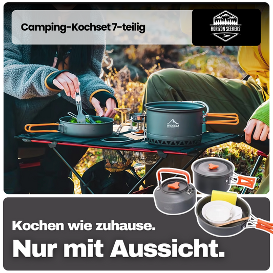 Camping-Kochset 7-teilig – Leicht, robust & ultrakompakt für dein Outdoor-Abenteuer