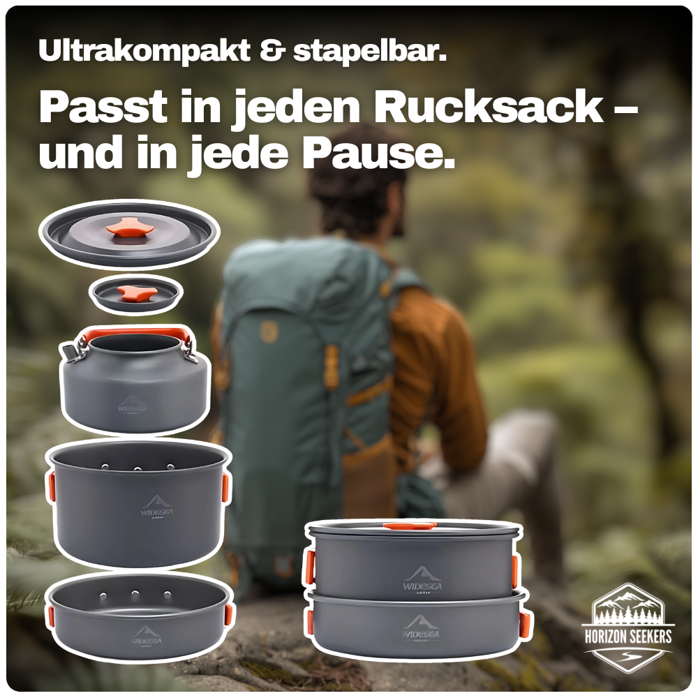 Camping-Kochset 7-teilig – Leicht, robust & ultrakompakt für dein Outdoor-Abenteuer