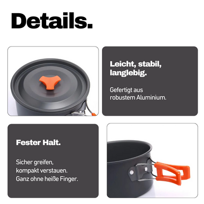 Camping-Kochset 7-teilig – Leicht, robust & ultrakompakt für dein Outdoor-Abenteuer