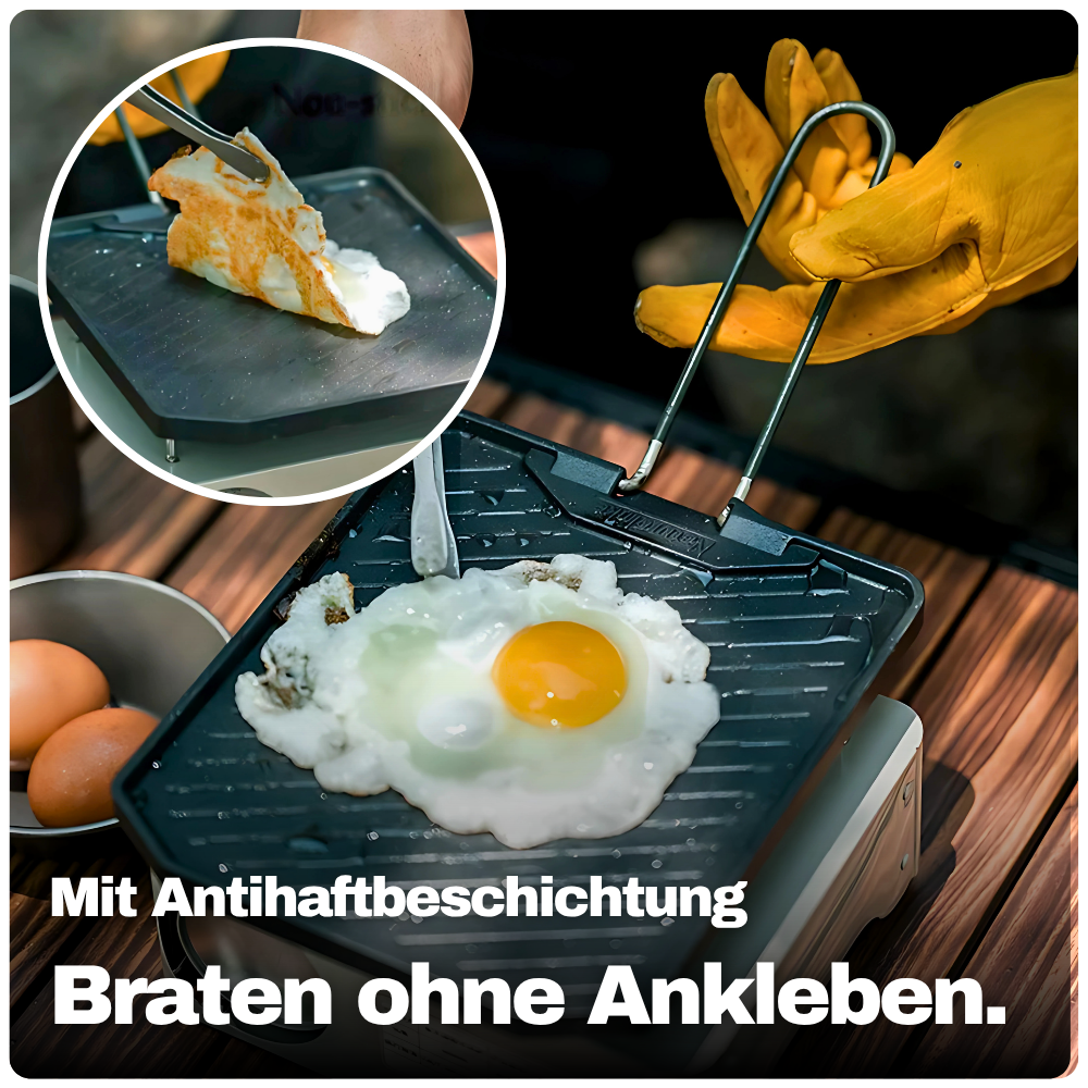 Faltbare Camping-Grillplatte – Antihaft, kompakt & ideal für dein Outdoor-Menü