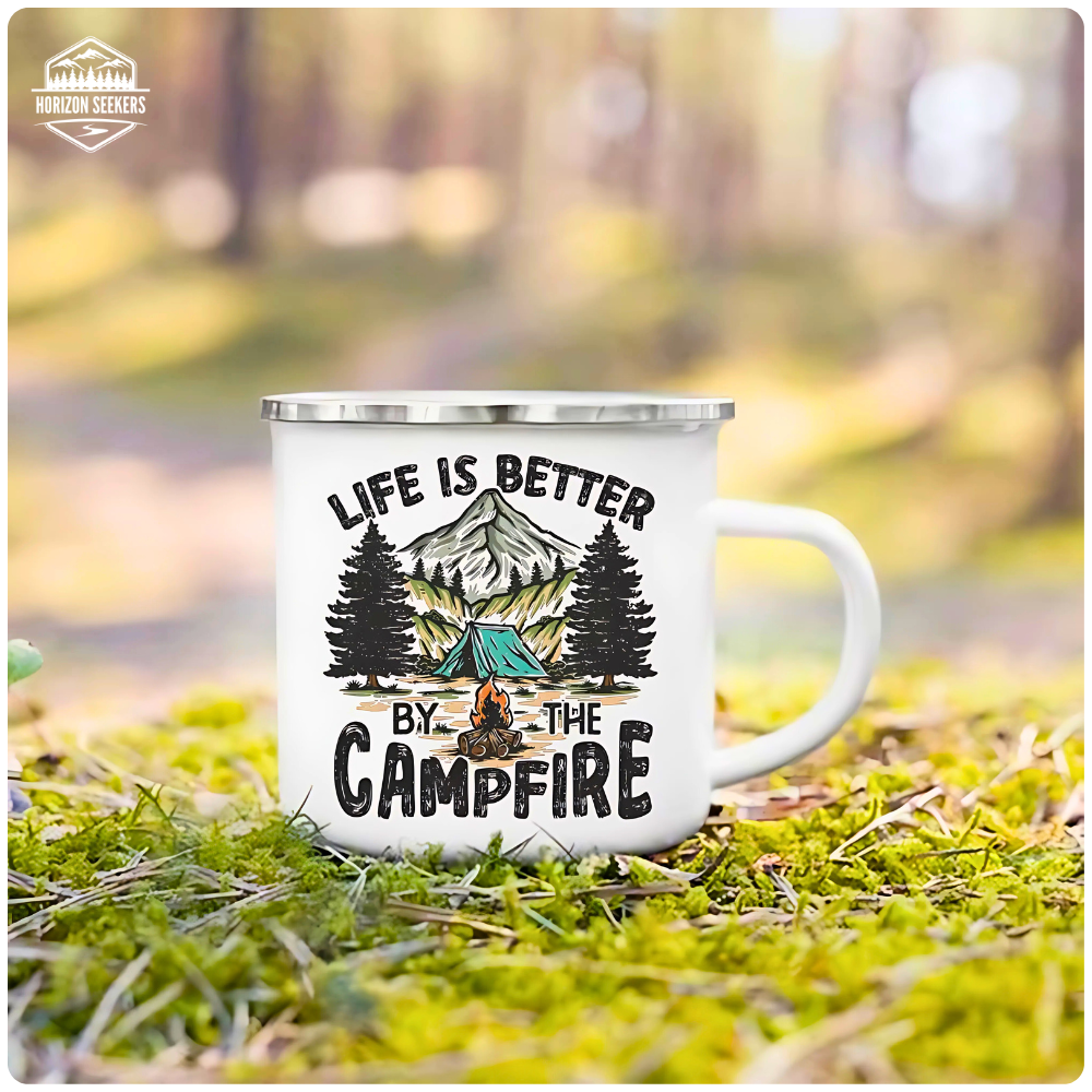 Emaille-Camper-Tasse – Leicht, robust & gemacht für echte Lagerfeuer-Momente