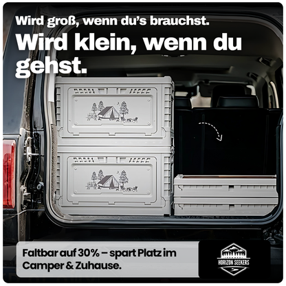 Faltbare Campingbox mit Tischfunktion – Robuste 2-in-1 Lösung für Vanlife & Outdoor-Abenteuer