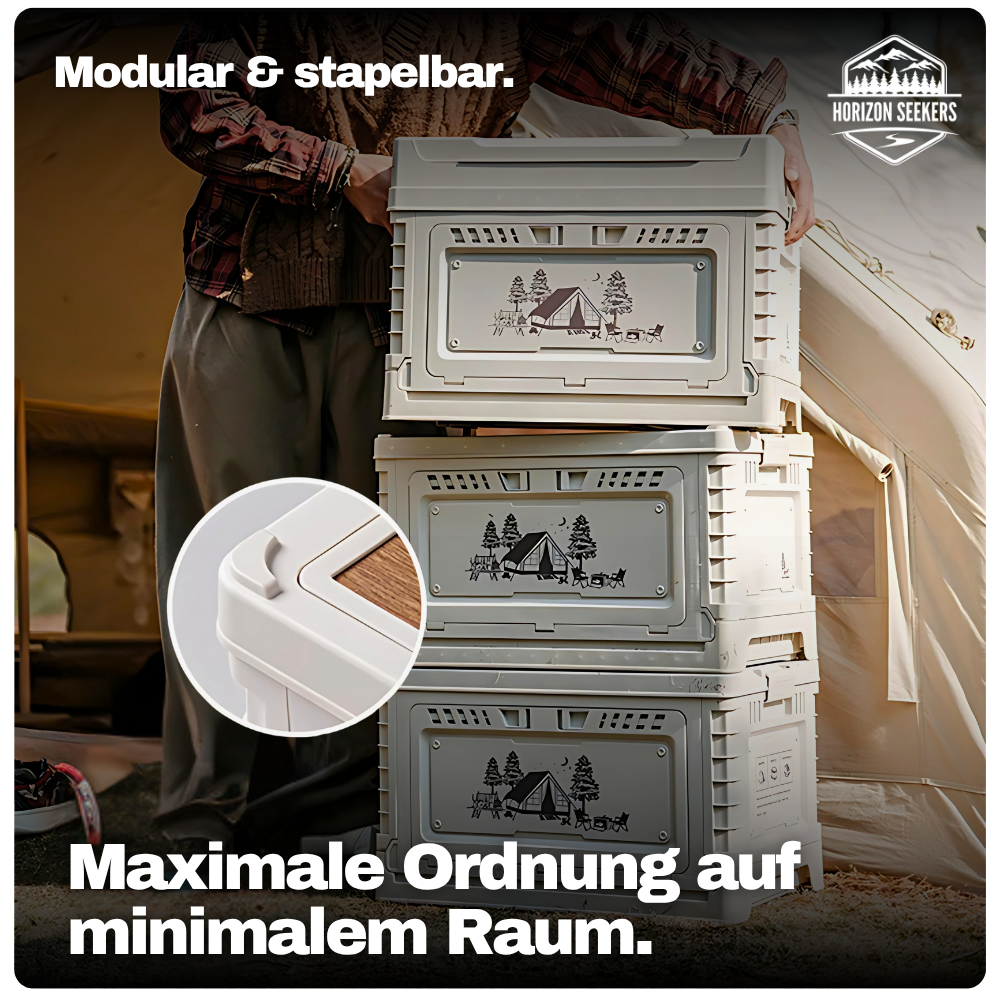 Faltbare Campingbox mit Tischfunktion – Robuste 2-in-1 Lösung für Vanlife & Outdoor-Abenteuer