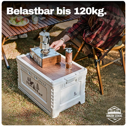 Faltbare Campingbox mit Tischfunktion – Robuste 2-in-1 Lösung für Vanlife & Outdoor-Abenteuer