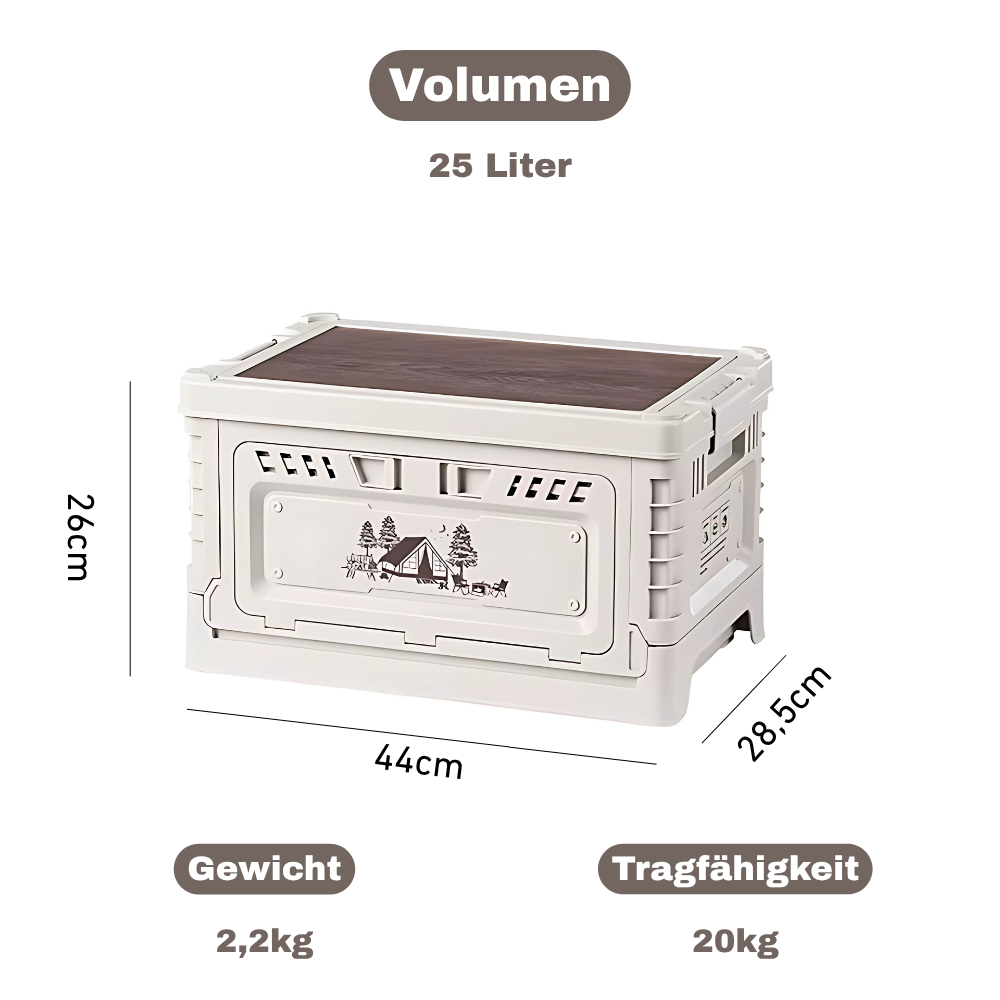 Faltbare Campingbox mit Tischfunktion – Robuste 2-in-1 Lösung für Vanlife & Outdoor-Abenteuer