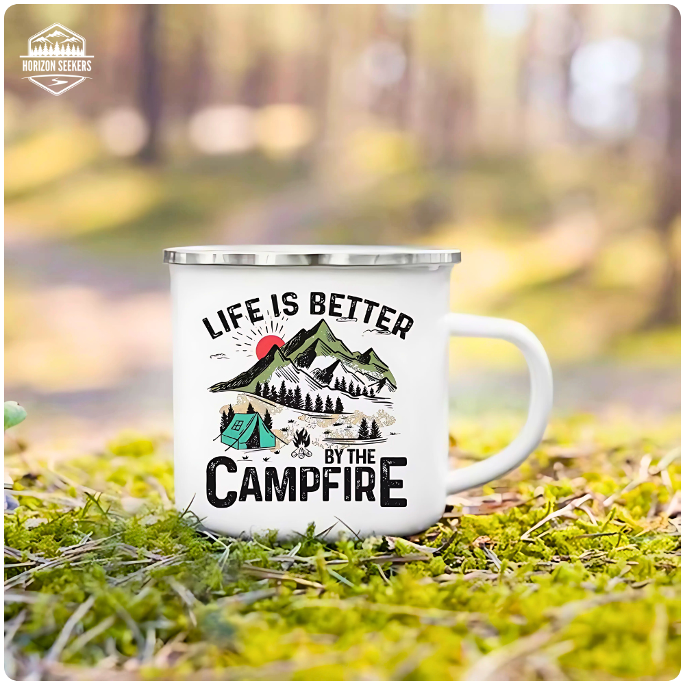 Emaille-Camper-Tasse – Leicht, robust & gemacht für echte Lagerfeuer-Momente